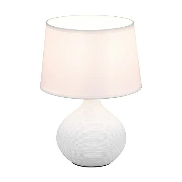 Biela stolová lampa z keramiky a tkaniny Reality Martin, výška 29 cm-image-2