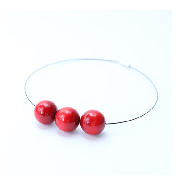 Červený drevený náhrdelník Ko-ra-le Simple