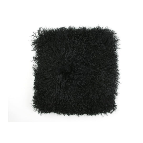 Čierny vlnený vankúš z ovčej kožušiny Auskin Chaim, 35 × 35 cm