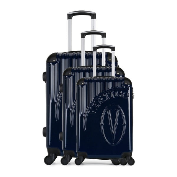 Sada 3 tmavomodrých cestovných kufrov na kolieskach VERTIGO Cadenas Integre