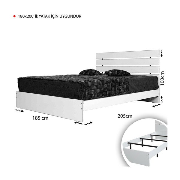 Biela dvojlôžková posteľ 180x200 cm Fuga – Kalune Design-image-4