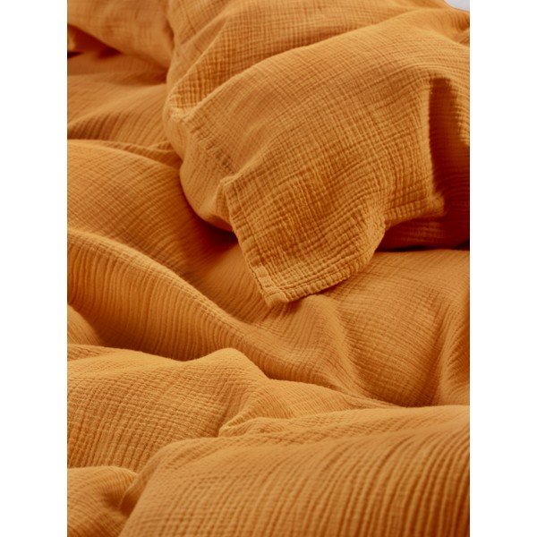 Mušelínové obliečky na jednolôžko v horčicovej farbe 140x200 cm Amilia – Jotex-image-3