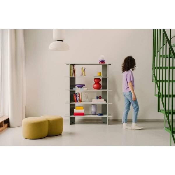 Svetlosivá kovová knižnica 120x156x37 cm Hes – noo.ma-image-4