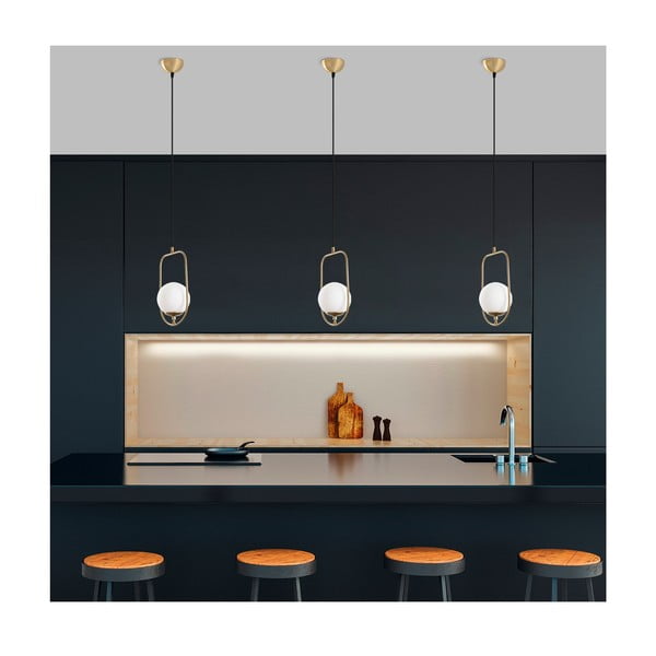 Závesné svietidlo v zlatej farbe so skleneným tienidlom Skew – Opviq lights-image-4