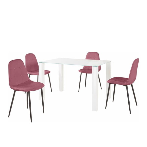 Sada jedálenského stola a 4 ružových stoličiek Støraa Dante, dĺžka stola 120 cm