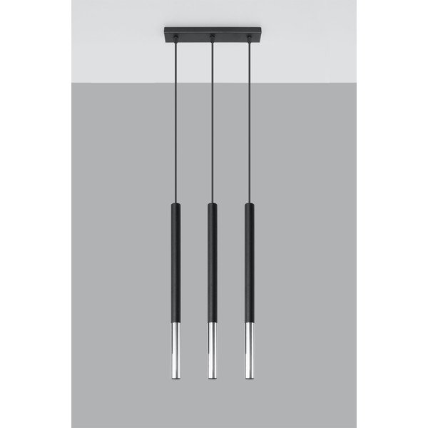 Závesné svietidlo v černo-stříbrné farbe Sollux Asarot 3L-image-1