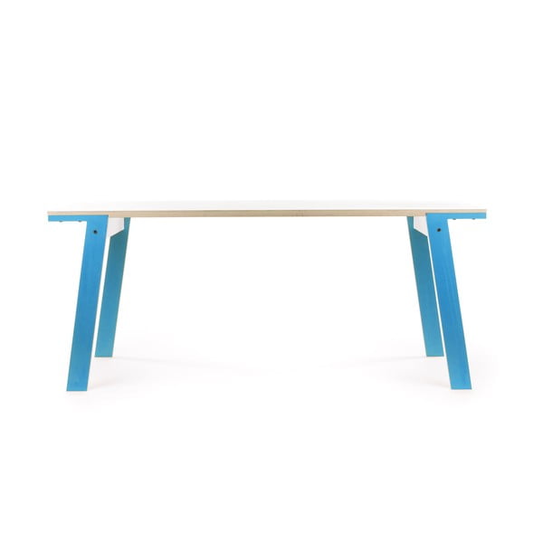 Modrý jedálenský/pracovný stôl rform Flat, doska 200 x 90 cm