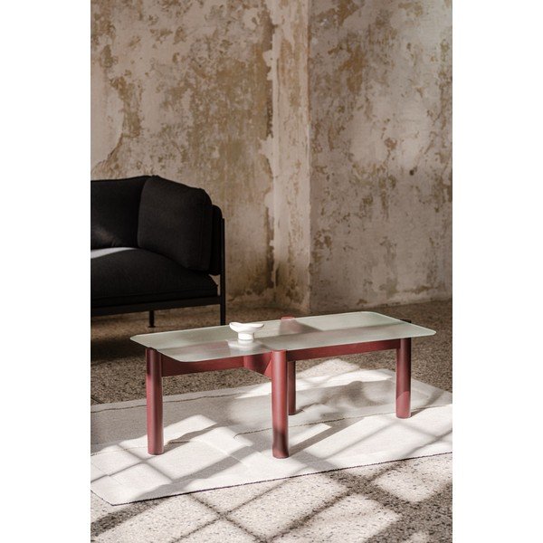 Vínovočervený konferenčný stolík so sklenenou doskou 55x105 cm Kob – noo.ma-image-4