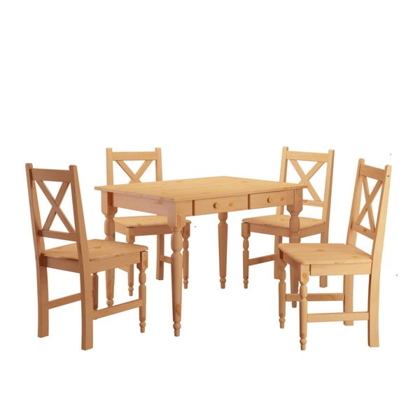 Set 4 drevených jedálenských stoličiek so stolom Støraa Normann, 105 x 80 cm
