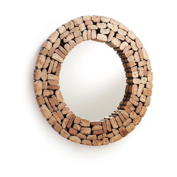 Nástenné zrkadlo s dreveným rámom ø 80 cm Eliptic – Kave Home-image-2