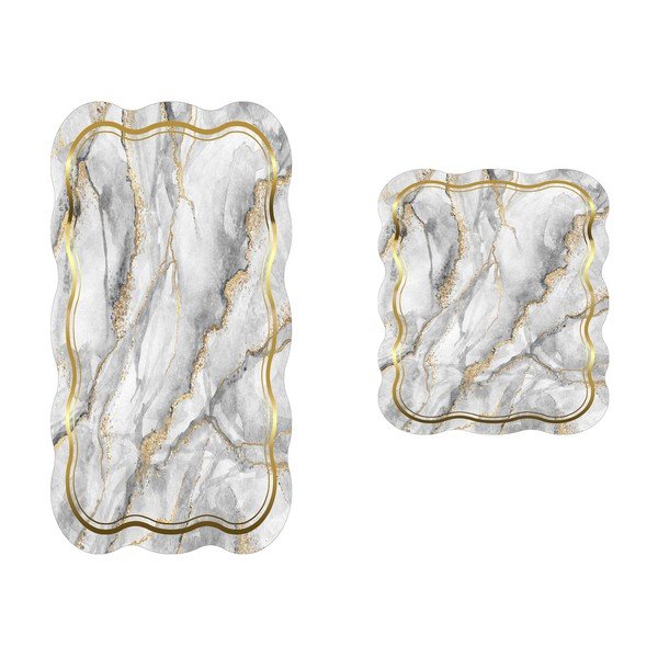 Sivé/v zlatej farbe kúpeľňové predložky v súprave 2 ks 60x100 cm – Foutastic