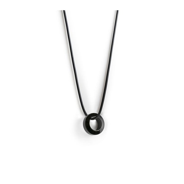 Pánsky čierny náhrdelník s čiernym príveskom z antikoro ocele Monomen Rondo
