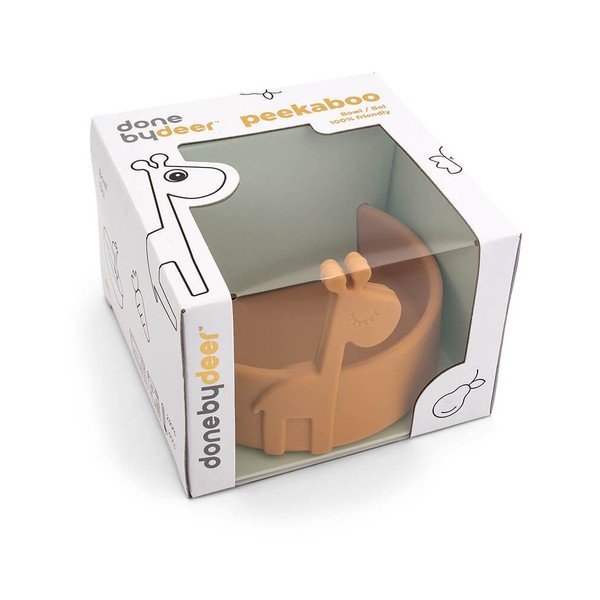 Horčicovožltá detská silikónová miska Done by Deer Peekaboo Raffi-image-1