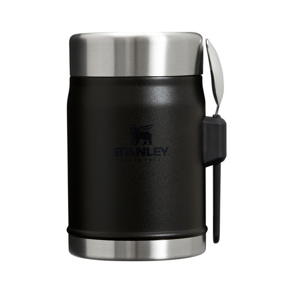 Matne čierna termoska na jedlo z nehrdzavejúcej ocele 400 ml Legendary Food Jar + Spork Black 2.0 – Stanley