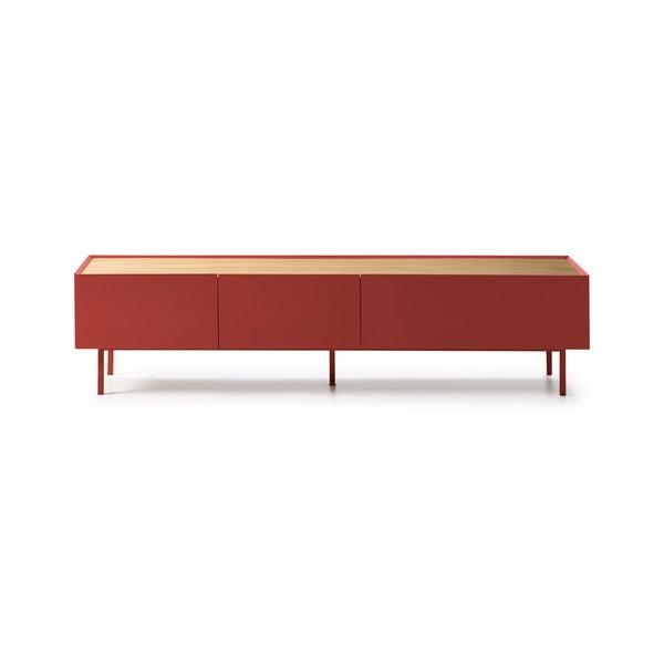 Červený TV stolík v dekore duba 180x45 cm Arista – Teulat