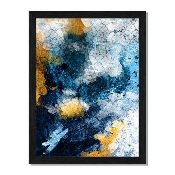 Obraz v ráme Liv Corday Scandi Gold & Blue, 30 x 40 cm