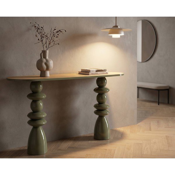 Zelený kovový konzolový stolík 45x150 cm Metal Console – Mauro Ferretti-image-1