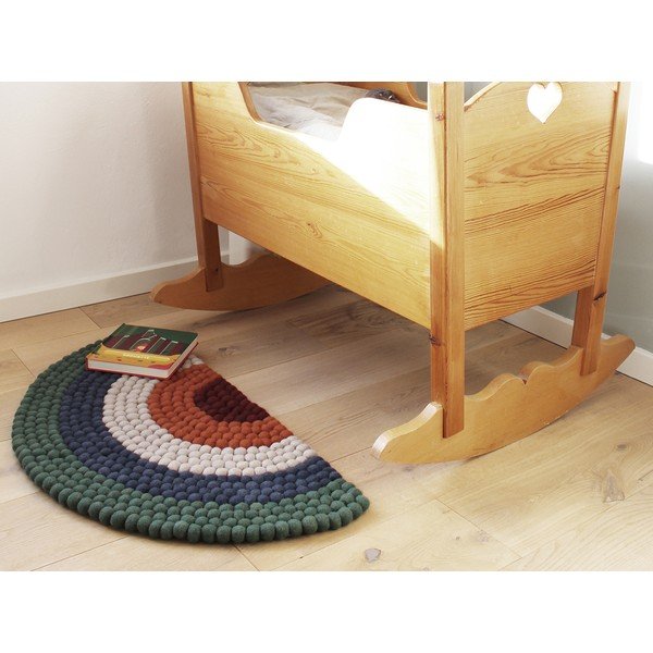 Detský guľôčkový vlnený koberec Wooldot Ball rugs Rainbow Green-image-4