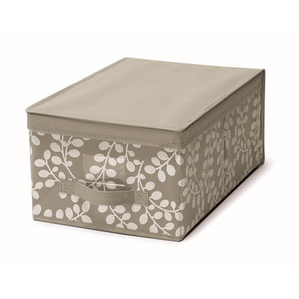 Hnedý uložný box s vrchnákom Cosatto Floral, 30 x 45 cm