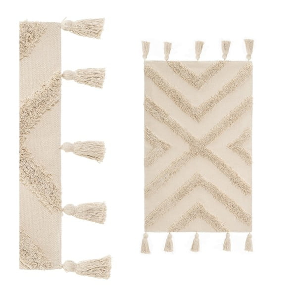 Krémový prateľný bavlnený koberec 50x80 cm – Casa Selección