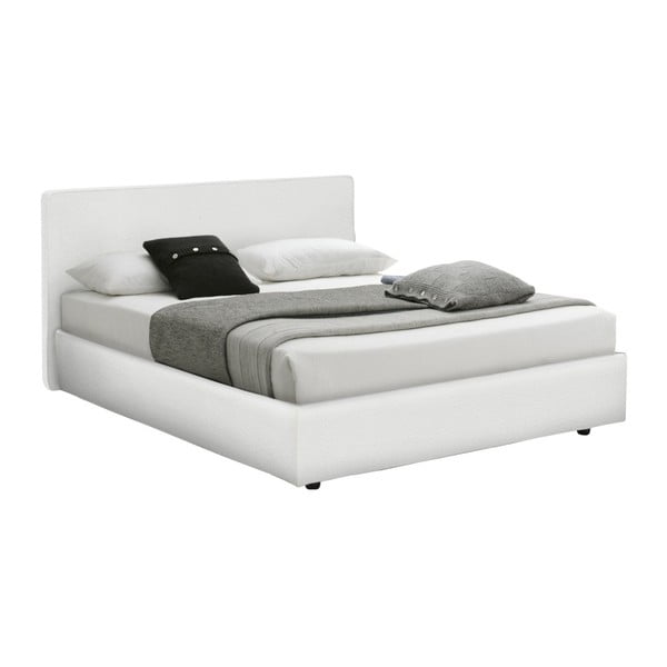 Biela dvojlôžková posteľ s úložným priestorom a poťahom z koženky 13Casa Ninfea, 160 x 190 cm