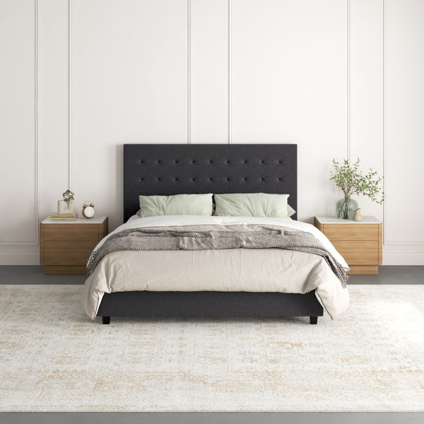Tmavosivá čalúnená dvojlôžková posteľ 140x200 cm Emily – Støraa-image-3