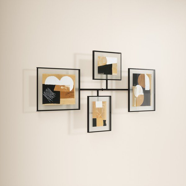 Lesklý čierny kovový/sklenený rámček na stenu 57x99 cm Flute – Umbra-image-2