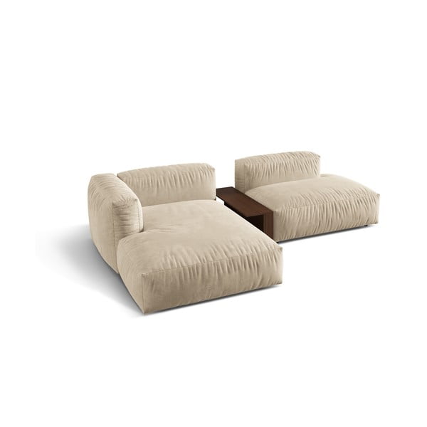 Béžová zamatová modulárna rohová pohovka (ľavý roh/s leňoškou) Martina – Micadoni -image-3