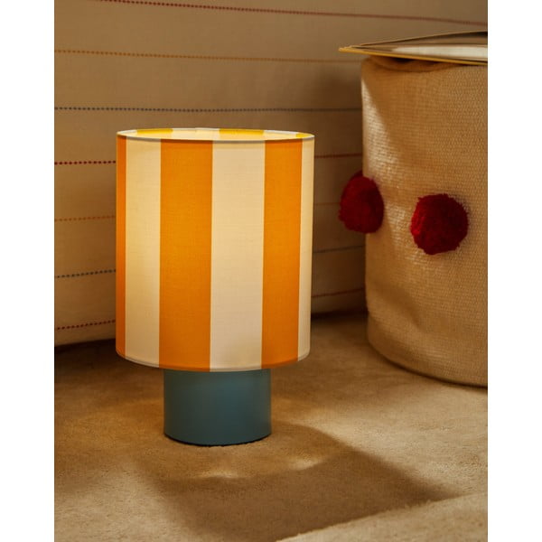 Žltá/modrá stolová lampa s textilným tienidlom (výška 25 cm) Ciral – Kave Home-image-1