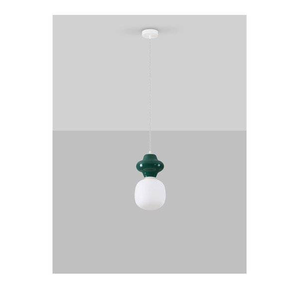 Biele/v petrolejovej farbe keramické závesné svietidlo so skleneným tienidlom ø 18 cm Clio – Nova Luce-image-3