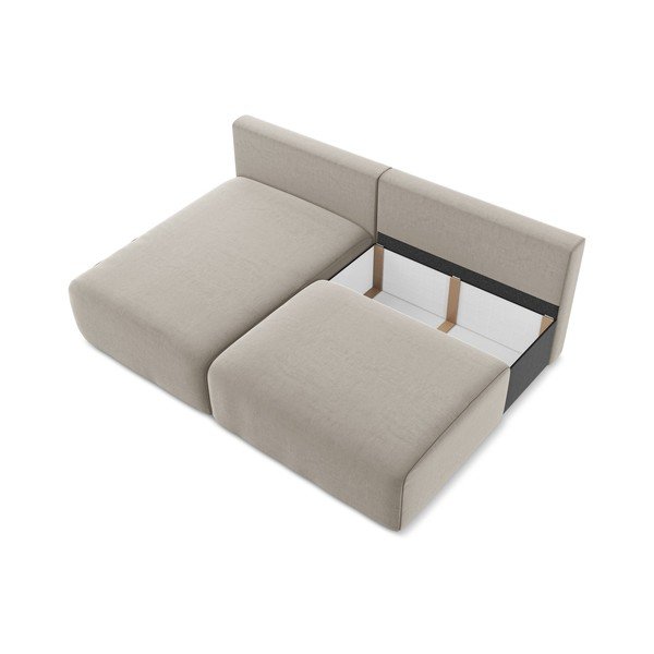 Taupe zamatová rozkladacia/s úložným priestorom rohová pohovka (ľavý roh/s leňoškou) Kalena – Makamii-image-4