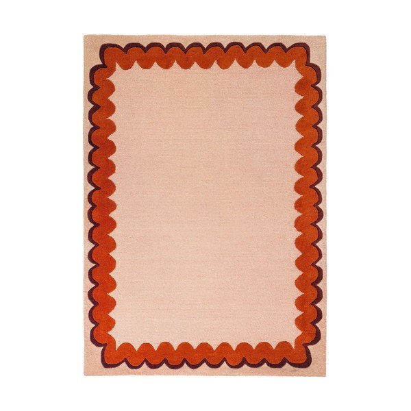 Oranžový/v prírodnej farbe ručne tkaný vlnený koberec 200x290 cm Wiggle Wool – Flair Rugs