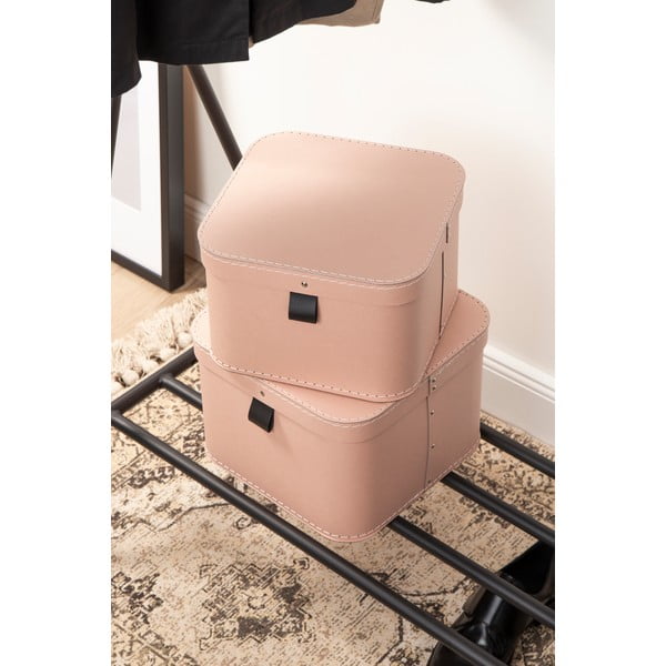 Ružové kartónové úložné boxy v súprave 2 ks s vekom 28,5x28,5x19,5 cm Ludvig Paper Laminate – Bigso-image-3