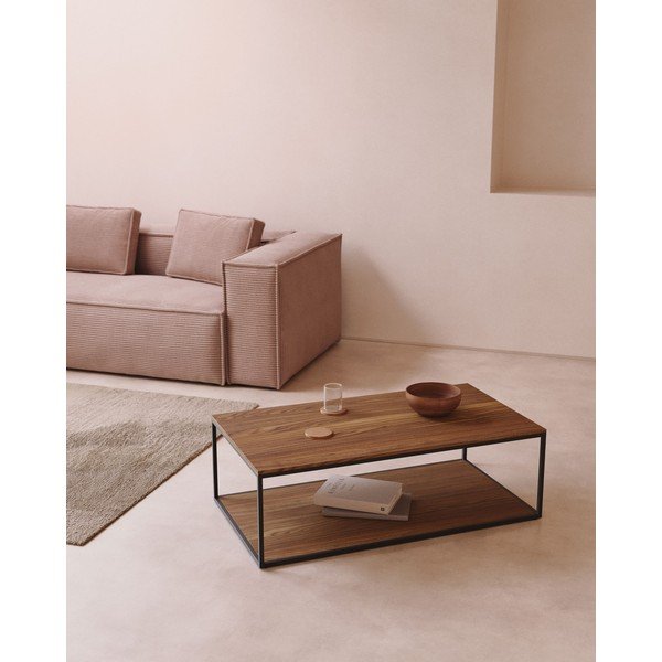 Konferenčný stolík v tmavoprírodnej farbe s doskou v dekore orechového dreva 60x110 cm Yoana – Kave Home-image-1