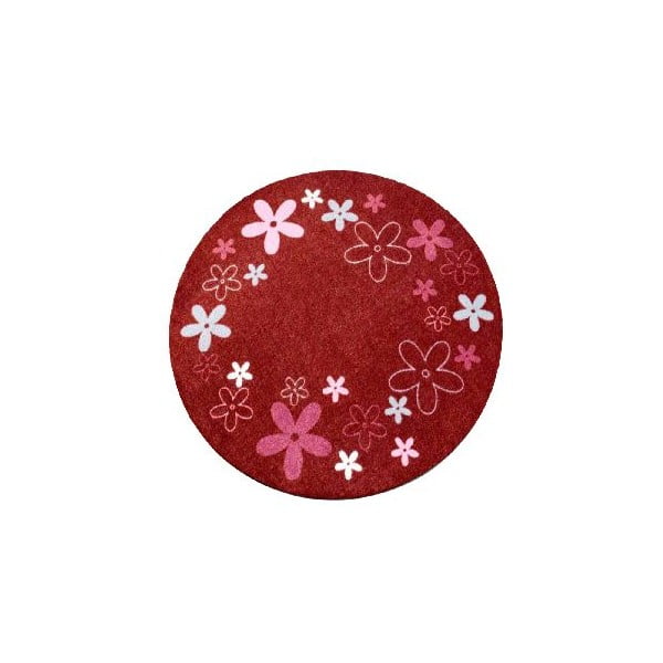 Detský červený koberec Zala Living Flower, ⌀ 100 cm