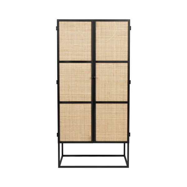 Čierna ratanová vysoká komoda 70x145 cm Guuji - White Label