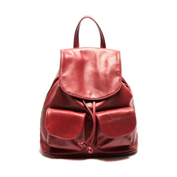 Červený kožený batoh Sofia Cardoni Valerio