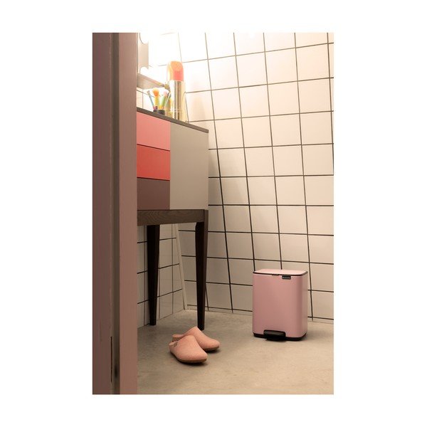 Ružový pedálový oceľový odpadkový kôš 4 l Bo – Brabantia-image-1