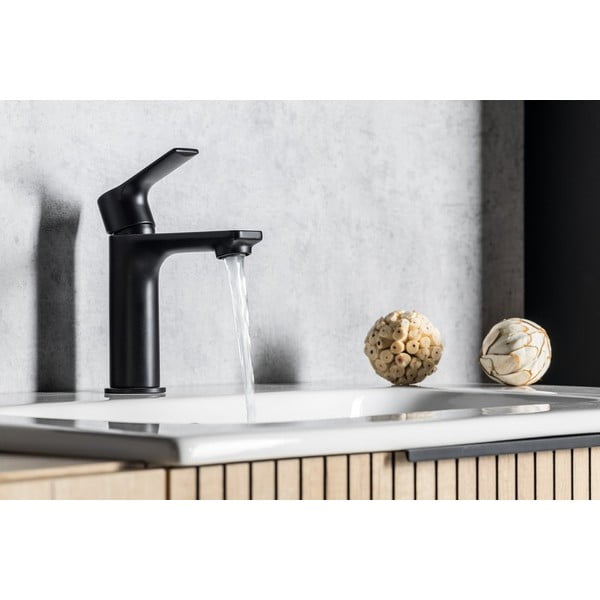 Matne čierna stojančeková umývadlová batéria Pax – Sapho-image-3