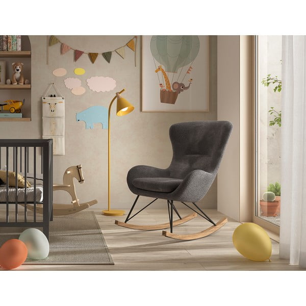 Sivé hojdacie detské kresielko z textílie buklé ROCKY – Vipack-image-1