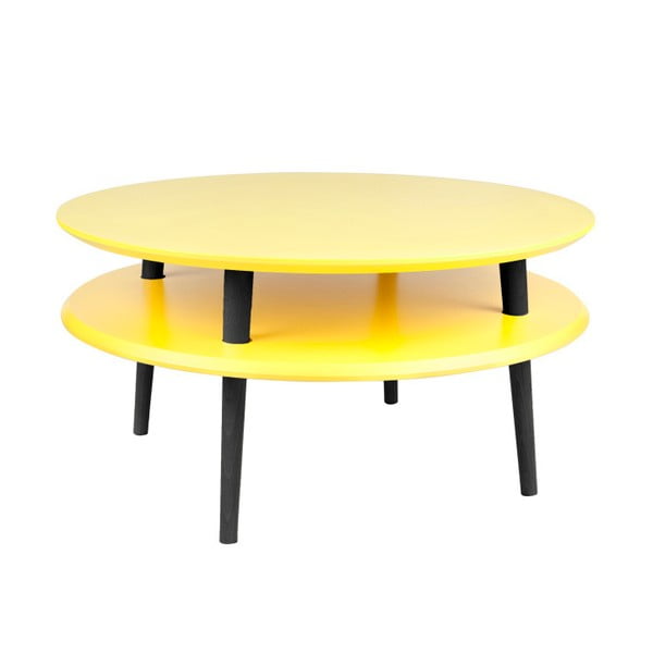 Žltý konferenčný stolík s čiernymi nohami Ragaba UFO, Ø  70 cm