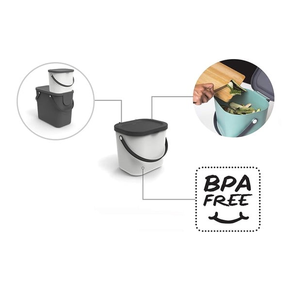 Biela nádoba na kompostovateľný odpad 6 l Albula - Rotho-image-4