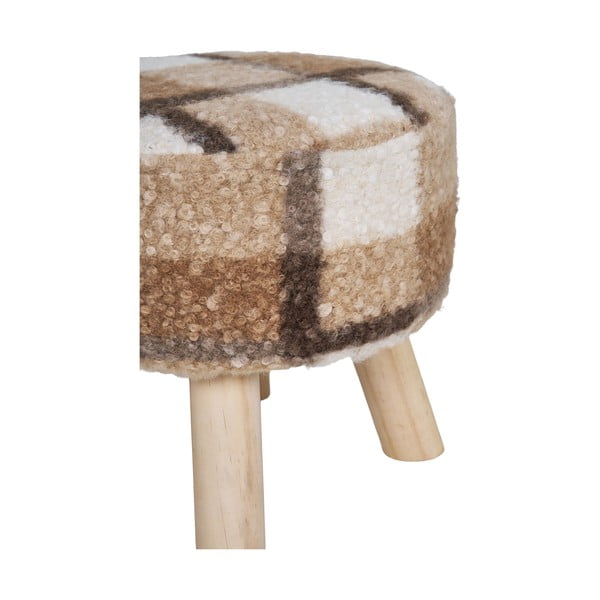 Bielo-hnedá podnožka z textílie buklé Aberdeen – House Nordic-image-2