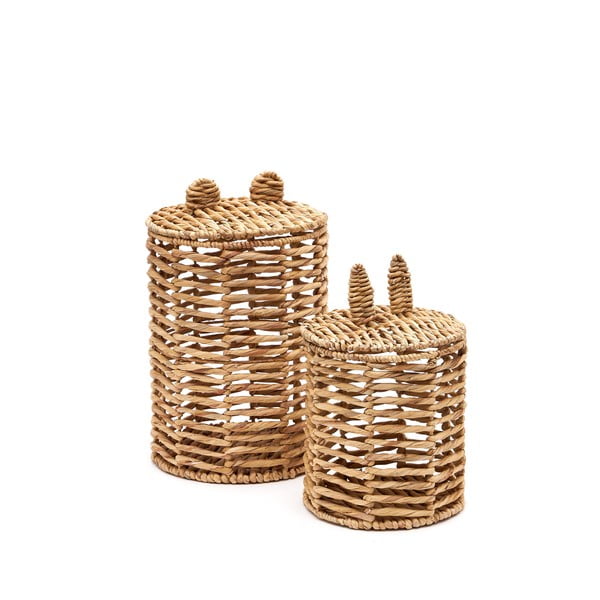 Detské koše na hračky v súprave 2 ks z vodného hyacintu v prírodnej farbe ø 30x50 cm Venezia – Kave Home