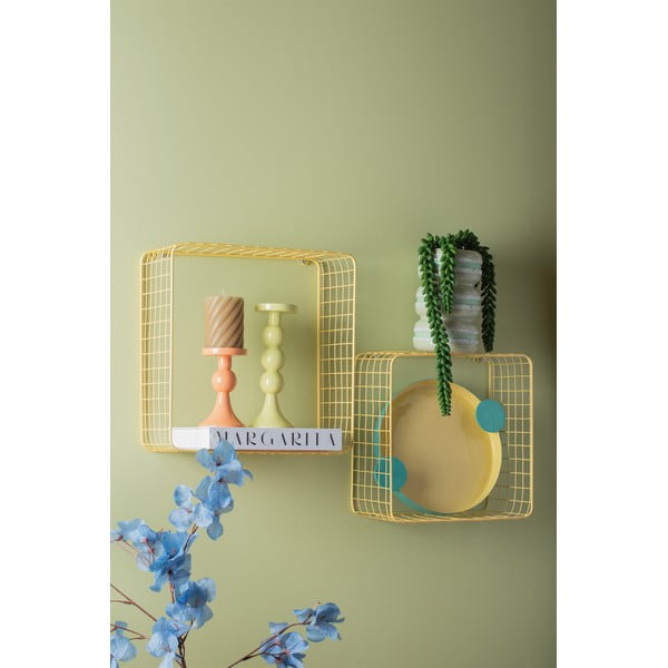 Svetložltá oceľová polica v súprave 2 ks 35 cm Reja – PT LIVING-image-1