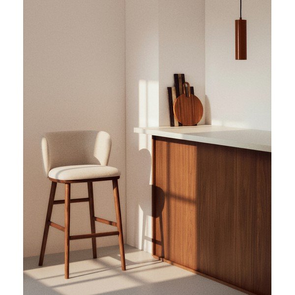 Béžová čalúnená barová stolička (výška sedadla 75 cm) Ciselia – Kave Home-image-1