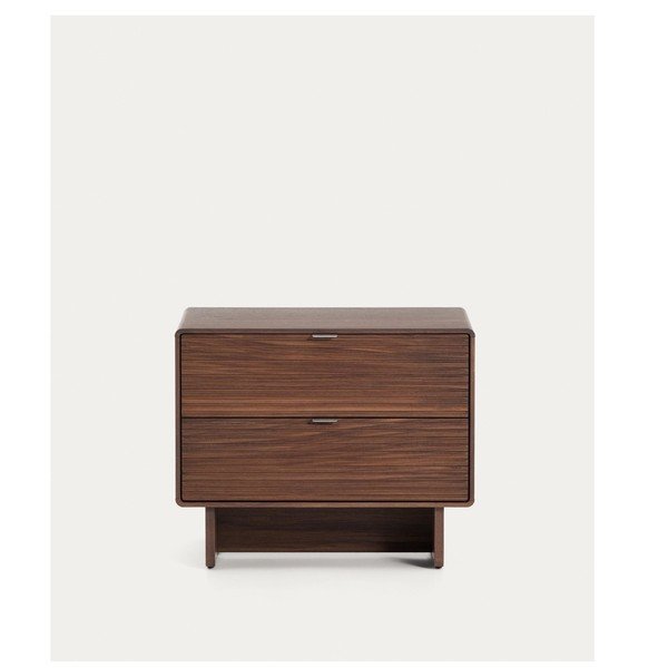 Nočný stolík v dekore orecha v tmavo prírodnej farbe Norlen – Kave Home-image-4
