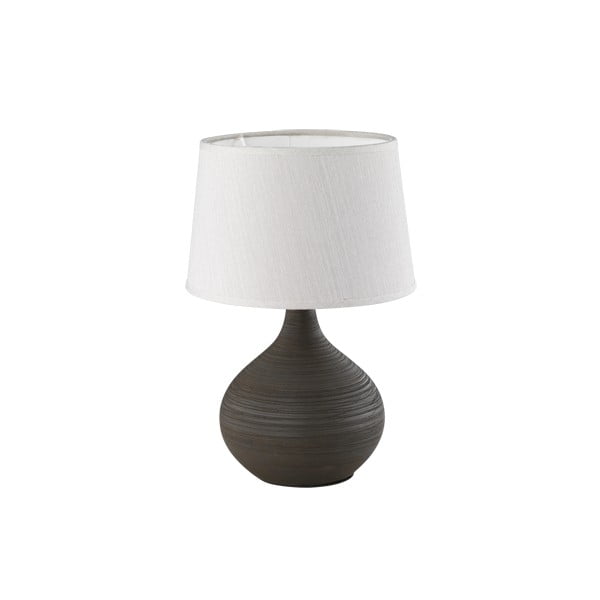 Tmavohnedá stolová lampa z keramiky a tkaniny Trio Martin, výška 29 cm