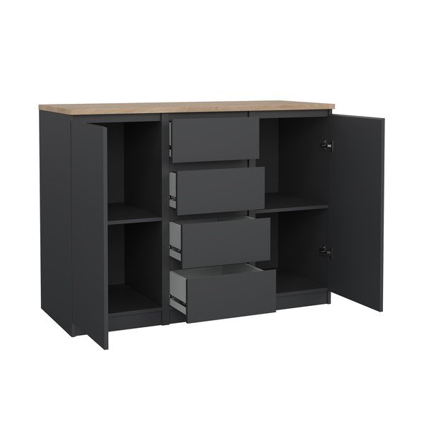 Tmavosivá komoda 121x91x50 cm Naia – Tvilum-image-2