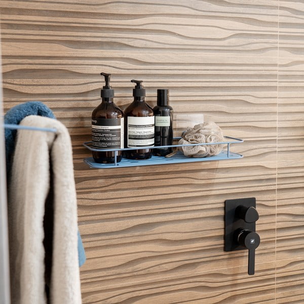 Svetlomodrá samodržiaca kovová kúpeľňová polička Grena – Compactor-image-1